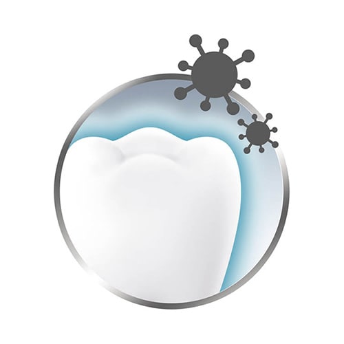 Reducción superior de bacterias en dientes, lengua, mejillas y encías*